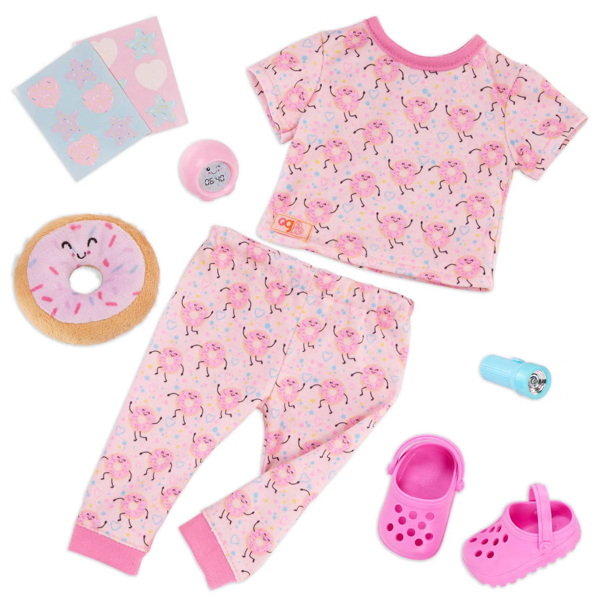 Our Generation Dreaming of Donuts Pink Pajama Outfit & Accessories for 18'' Dolls